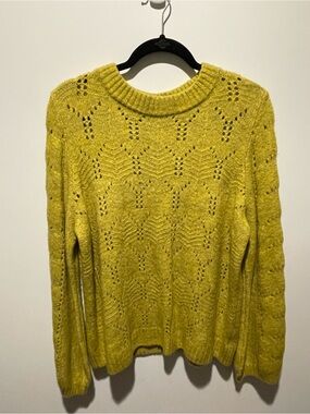 GAP Yellow Open-Knit Crewneck Sweater